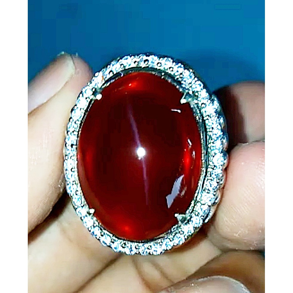 OBI MERAH batu akik natural bacan obi merah super size jumbo 22mm