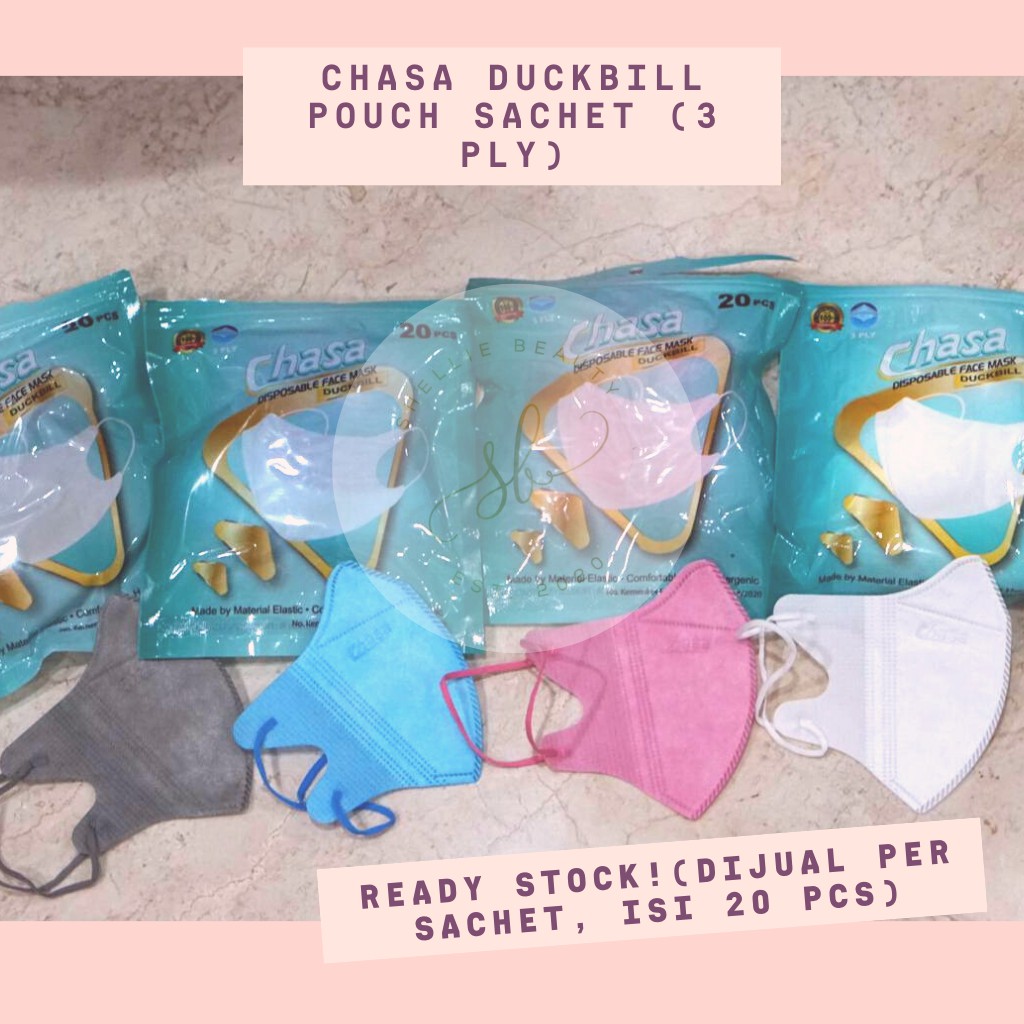 Chasa Duckbill Pouch Saset Sachet 3D Dewasa isi 20pcs Face Mask Masker 3ply