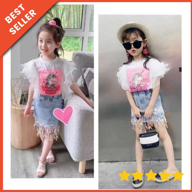 [3-9 tahun] SETELAN ROK PENDEK ANAK PEREMPUAN IMPORT ATASAN MODEL SABRINA / SETELAN SABRINA ANAK CEWEK IMPORT ROK PENDEK