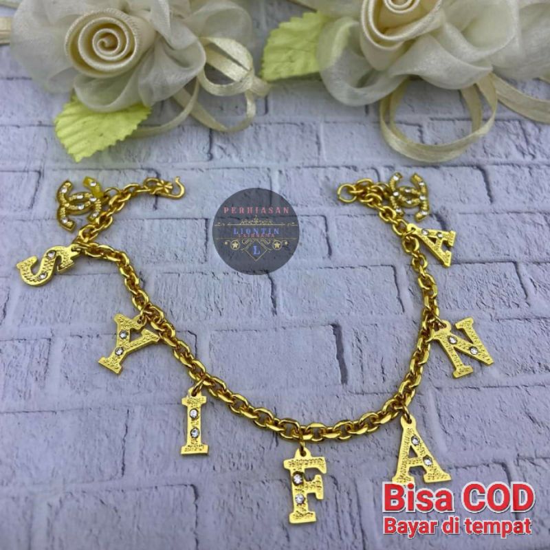 KALUNG CUSTOM UKIR NAMA HURUF NAMA TERPISAH LAPIS EMAS 24K | ANTI KARAT DAN ANTI LUNTUR