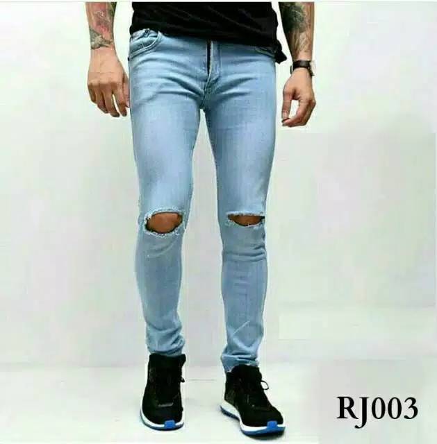 Skinny Celanajeans Celanapanjang Celanapria BH913 CELANA JEANS PRIA HITAM SLIMFIT SOBEK SOBEK COWOK