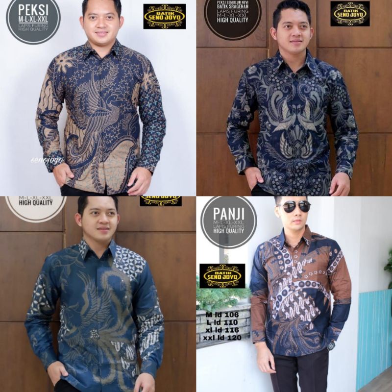 kemeja batik pria navy lengan panjang panjang modern kemeja batik premium terbaru 2022 SENO