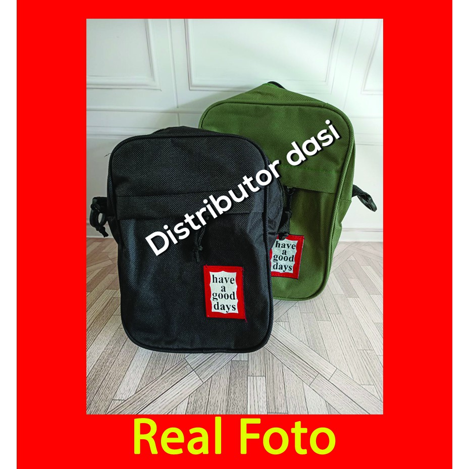 tas selempang wanita model simple hitam dan hijau ready stok foto real