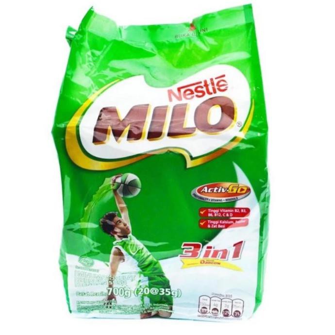 

[[BISA COD]] Milo 3 in 1 700Gr 20x35gr 20 Sachet Pack Susu Milo Activ Go Polybag TERJAMIN Kode 1150