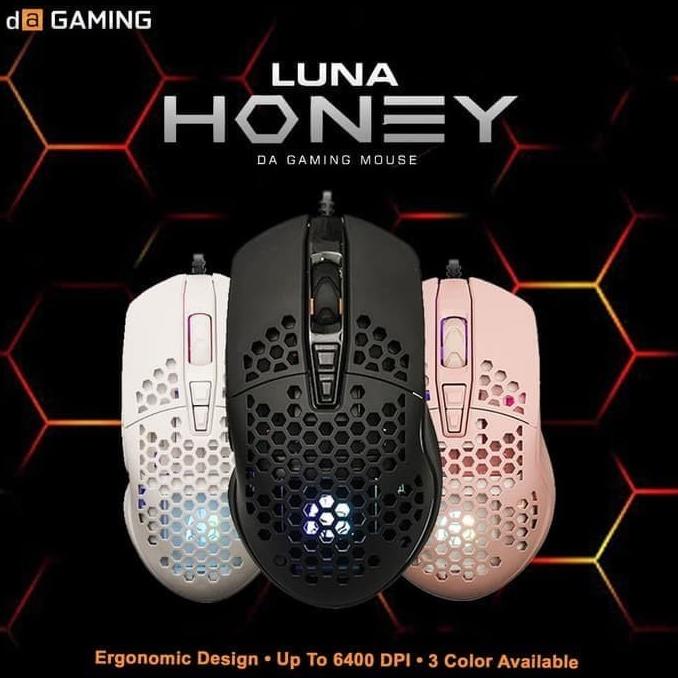 Digital Alliance Luna Honey Black - Mouse Gaming DA Garansi Resmi