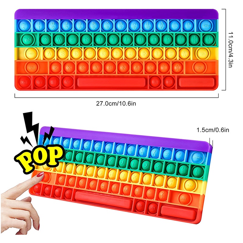 New Keyboard Fidget Toys Multi-color Pop Its With Word for Kid to Antistress Desktop Hight Quality Push Bubble Silicone