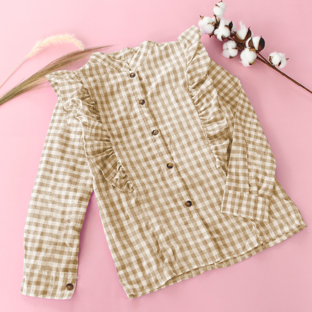 BEFAST - ZRD Blus Wanita ZARAE / UNA TOP /Blouse Motif Kotak-Kotak Kekinian / Blouse Terbaru / Blouse Lengan Panjang / Blouse Kantor