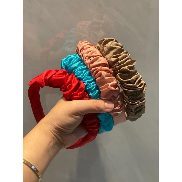 BMK01 Bando Nagita Bandana Korea Ruffle Scrunchie Kerut Premium - Random Colour