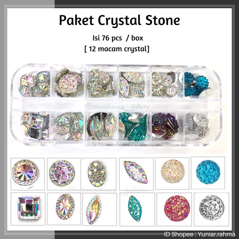 Paket crystal stone 12 macam