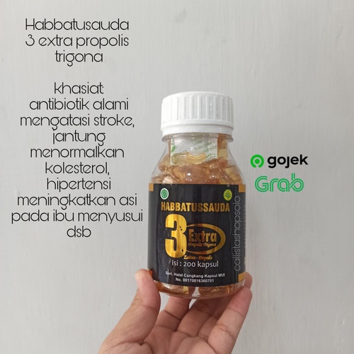 Habbatussauda 3 Extra Plus Propolis Trigona 200 kapsul Dijamin 100% ASLI!!!