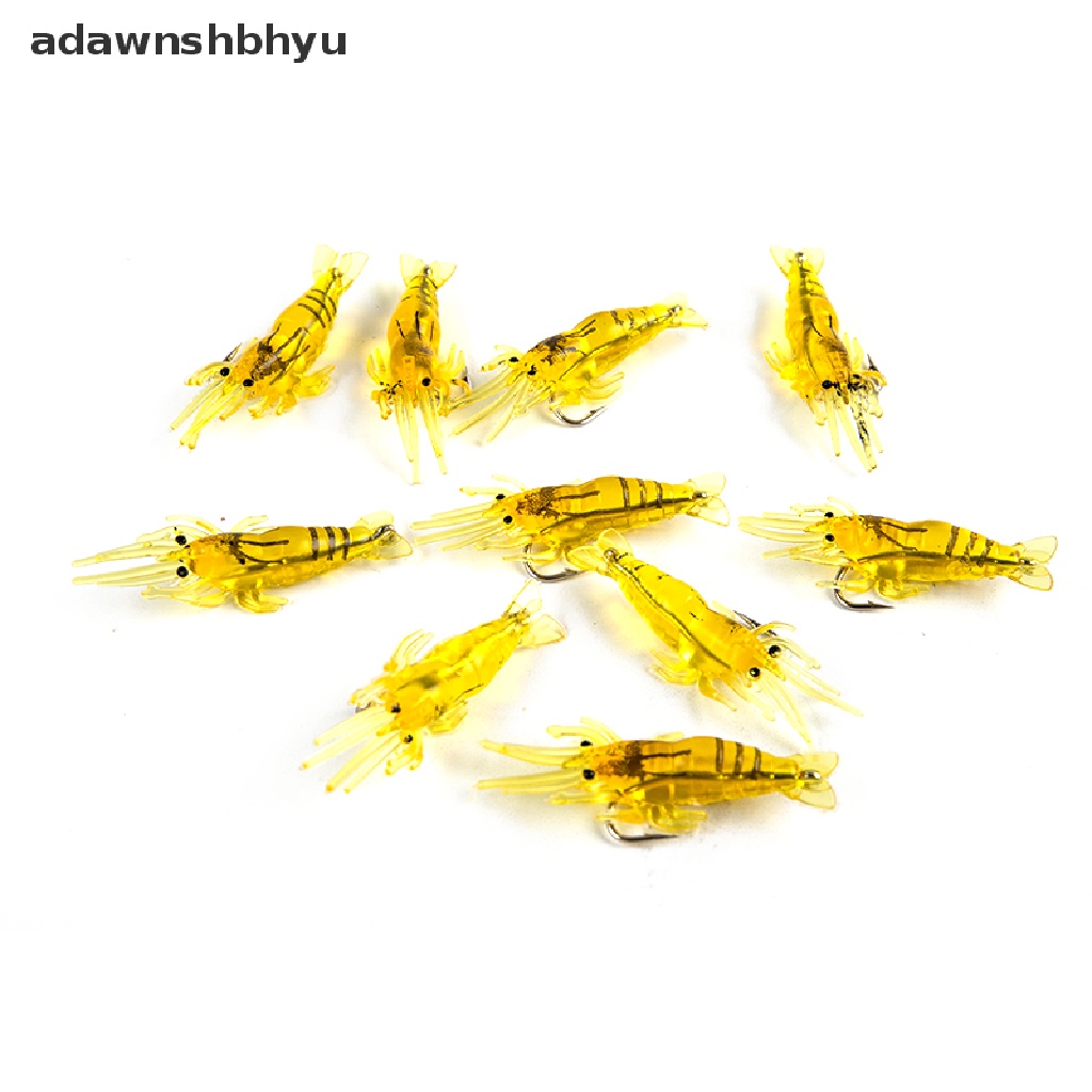 Adawnshbhyu 10Pcs 4cm Cacing Umpan Udang Lembut Buatan Untuk Memancing Umpan Hook Crankbait Lures