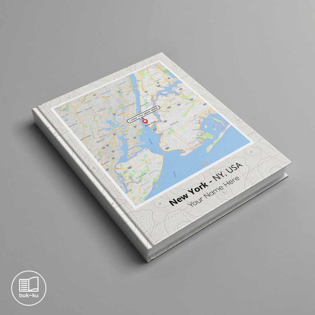 

Buku Custom motif map new york america catatan tulis note