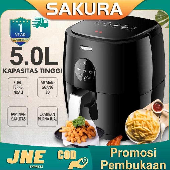 Weyon Sakura Air Fryer 5.0L Ekstra Besar Peralatan Dapur Sehat Anti stok melimpah