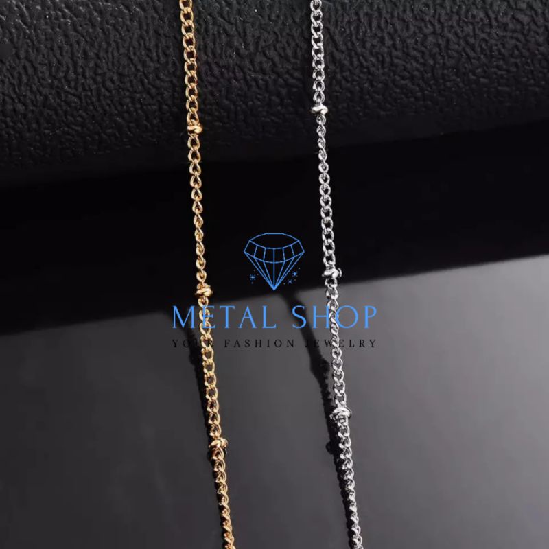 Kalung Titanium Pria Wanita Anti Karat Model Manik Manik