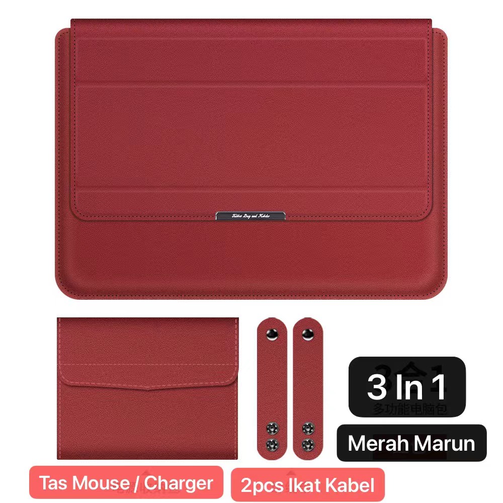 LC-01 SOHA 13 15 Inch Case Stand Sleeve PREMIUM PU LEATHER Kulit MACBOOK Air Sarung LAPTOP Skin Pro