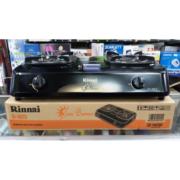 Kompor Gas Rinnai 2 tungku RI-302S 302 S Sun Burner Gas Stove SNI Original BERGARANSI