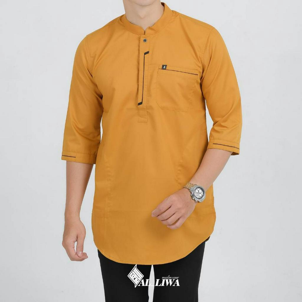 BAJU KOKO KURTA PAKISTAN PAKAIAN MUSLIM PRIA BAHAN TOYOBO WARNA NAVY HITAM OLIVE PINK ABU CHOCOMILK