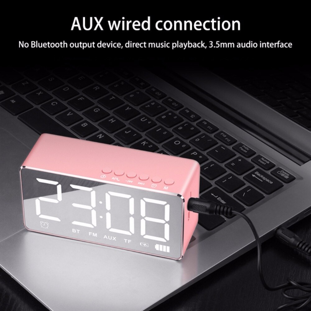 Q9 Portable Bluetooth Speaker mirror LED Display Alarm Clock HandsFree