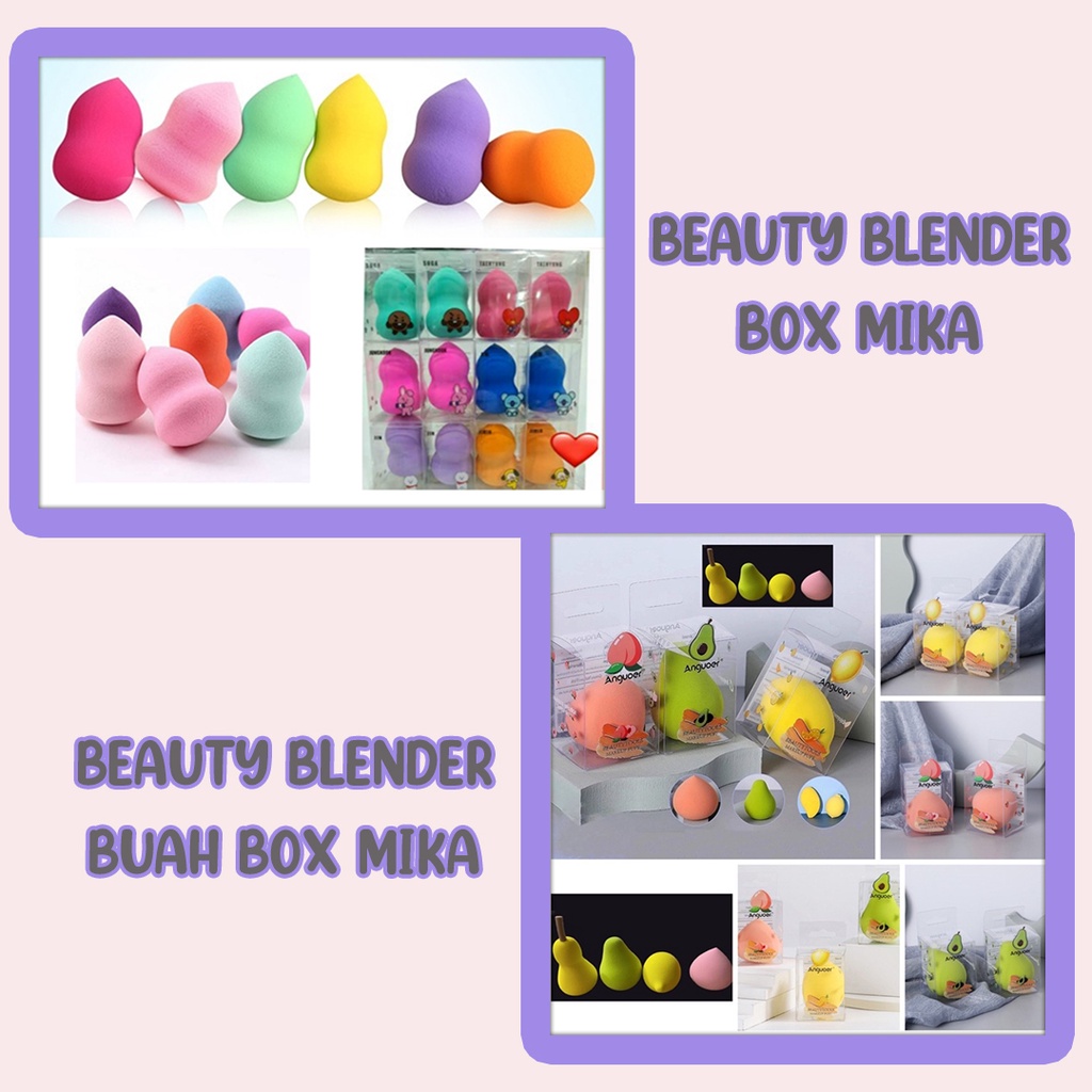 BEAUTY BLENDER BOX MIKA / MAKEUP PUFF BEAUTY TOOLS / BEAUTY BLENDERS MIKA CASE ( PEACH / LEMON / AVOCADO / PEAR )