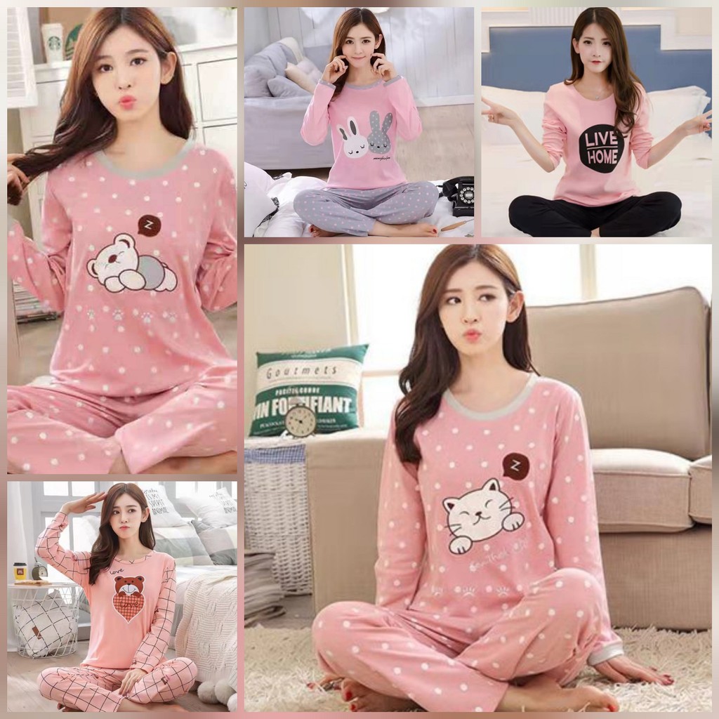 Piyama Cewek Baju Tidur Wanita Premium Import Lengan Panjang Part 3