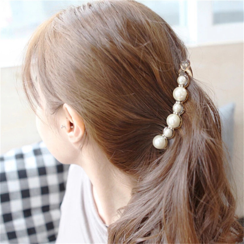 1Pc Pearls Acrylic Hairpins Hair Clips Hair Claw / Makeup Ponytail Hair Styling Barrettes