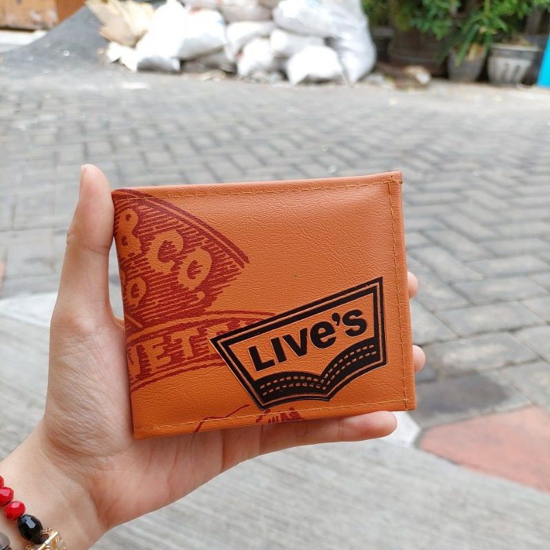 Dompet Pria Kulit Sintetis Levs Lokal Coklat Bonus Kotak