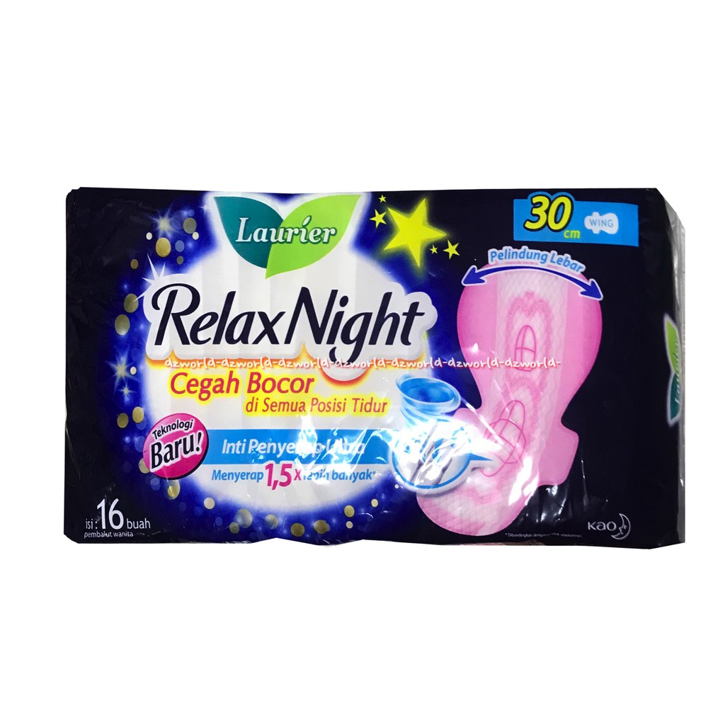 Laurier Relax Night Wing 16pcs Pembalut Wanita Panjang Untuk Malam Hari 30cm Wings