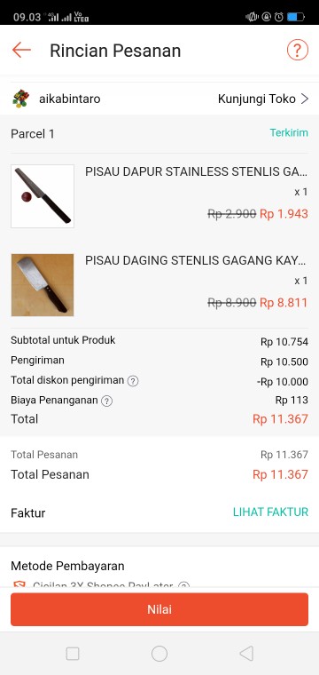 Pisau Daging Stenlis Gagang Kayu Cacah Cincang Anti Karat Alat Masak Sayur Buah Dapur
