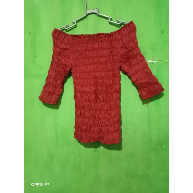 baju sabrina kerut preloved