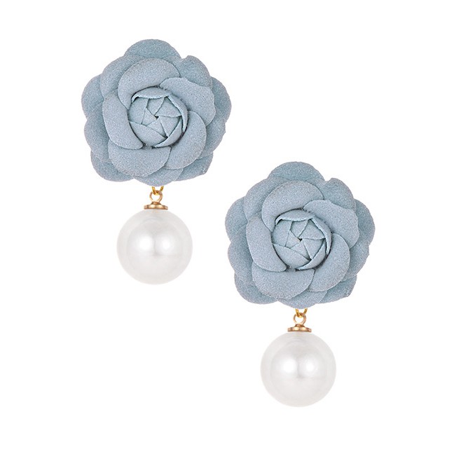 LRC Anting Tusuk Fashion Fleece Flower Pearl Earrings F3327X