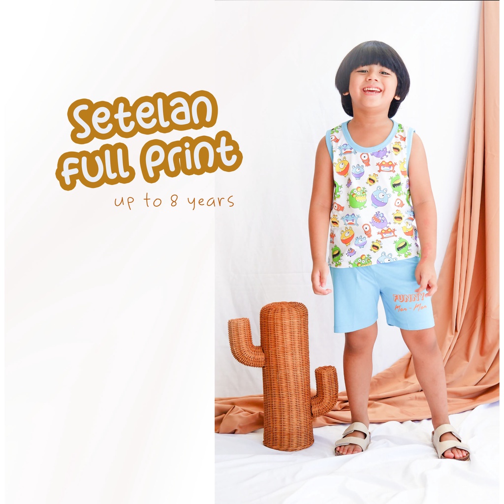 GUMKIDS KAOS FULL PRINT ANAK / SETELAN SINGLET ANAK / PRINTED KIDS TEES / BAJU SANTAI ANAK / BAJU ANAK TANGAN BUNTUNG