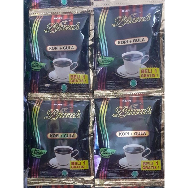 LUWAK HITAM KOPI + GULA 25gr Isi 20 Sachet