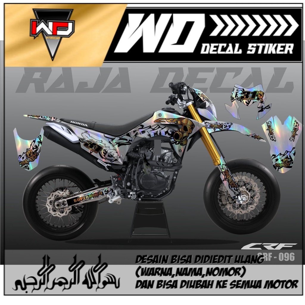 Decal Sticker CRF 150L FullBody Bahan Hologram Stiker Decal CRF Supermoto Graffiti Minimalis 096a