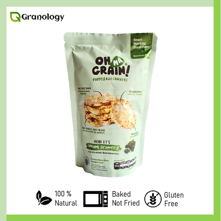 Oh Ma Grain Popped Rice Cracker / Snack Kreker 50 gram - Umami Seaweed