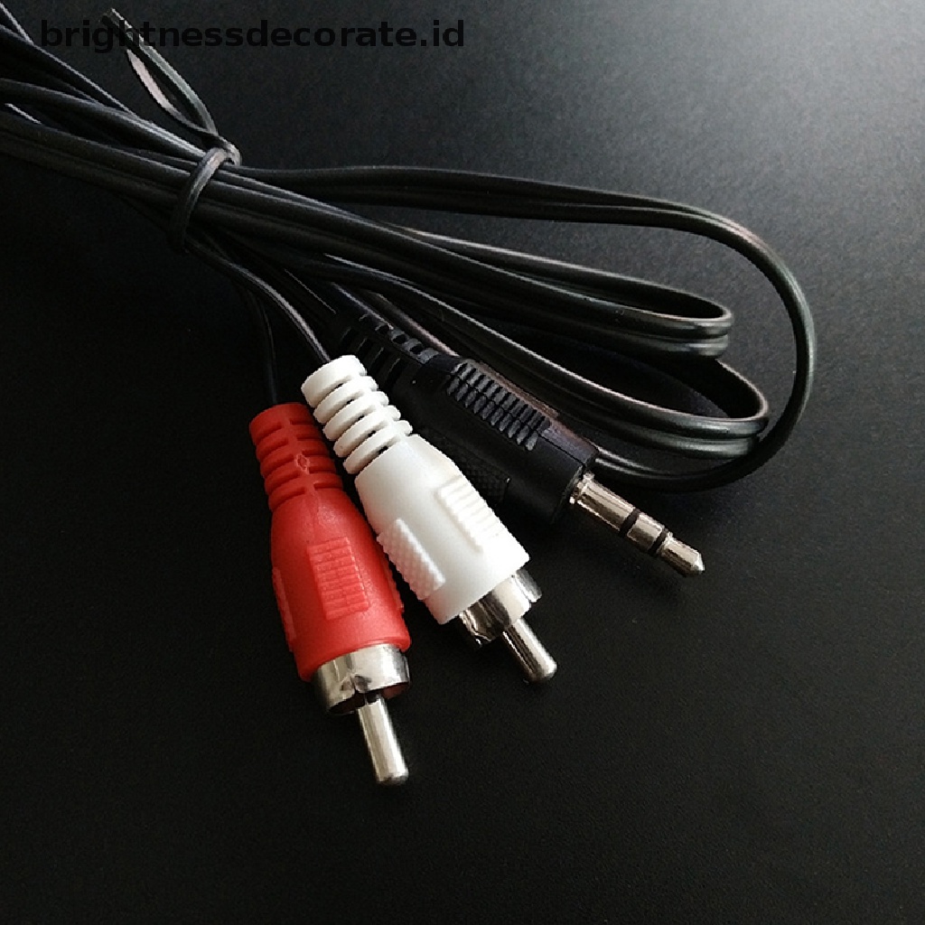 (Birth) Kabel Splitter Jack Audio 3.5mm Ke 2 Rca Male Panjang 1.2m / 3.9ft Untuk Handphone / Speaker