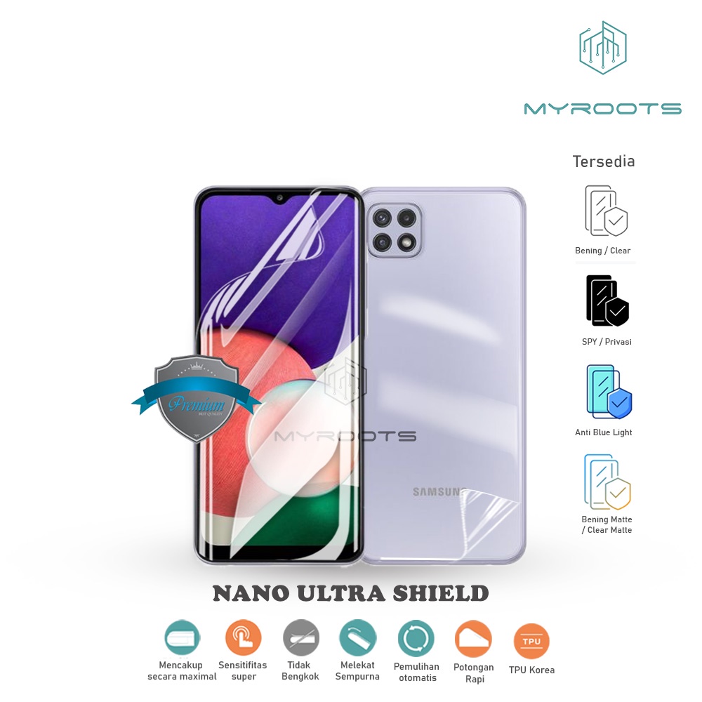 ANTI GORES JELLY HYDROGEL SAMSUNG M21 FULL DEPAN BELAKANG ANTI SPY - BLUE RAY - GLARE MATTE