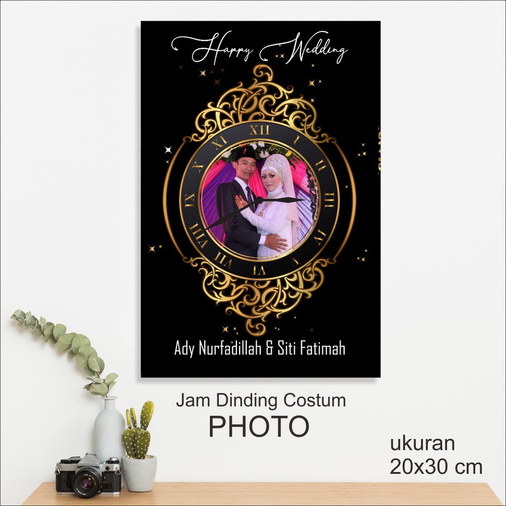 IDE365B- Jam dinding Custom foto Wisuda wedding anniversary birthday 2