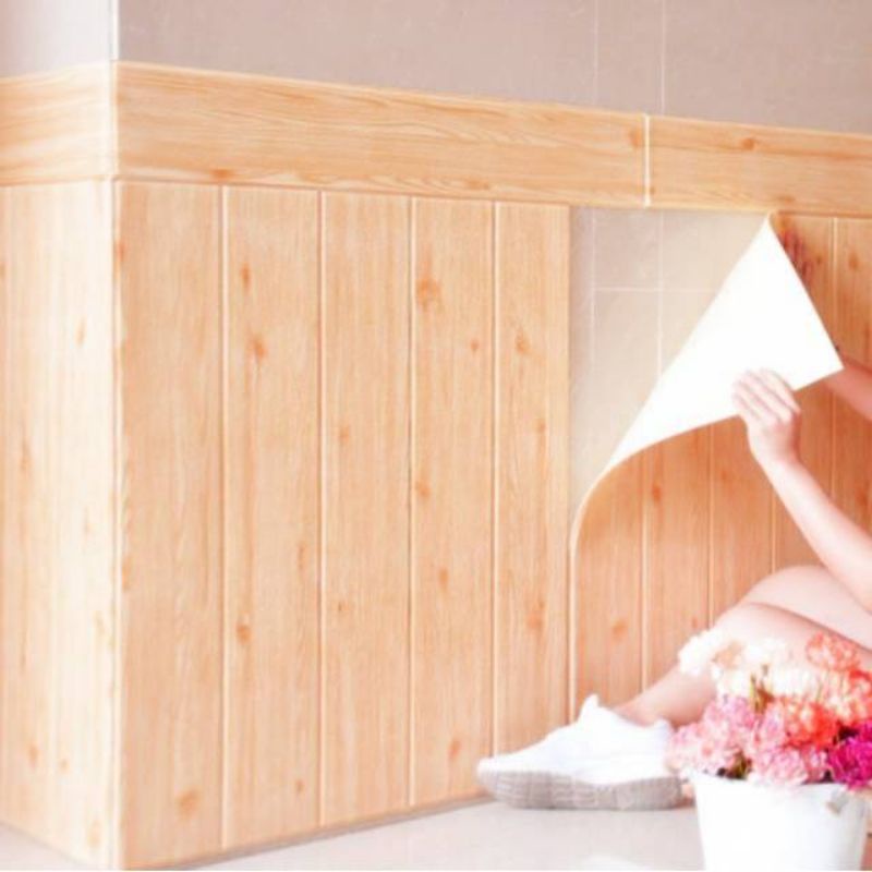 Wallpaper 3D foam motif kayu pekanbaru