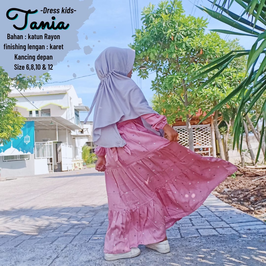 Dress Anak Tania Gamis Anak Murah Dress Polka Bahan Katun Rayon Premium Nyaman Dipakai | Bisa Cod