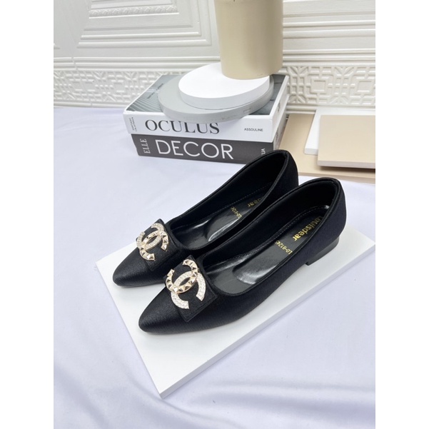 sepatu flat shoes wanita terbaru pesta LOUISDEAR sepatu flat heel 2 cm bahan satin B21