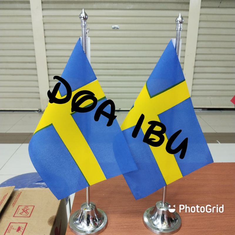 

best seller tiang stenlis meja+bendera SWEDIA ready stock