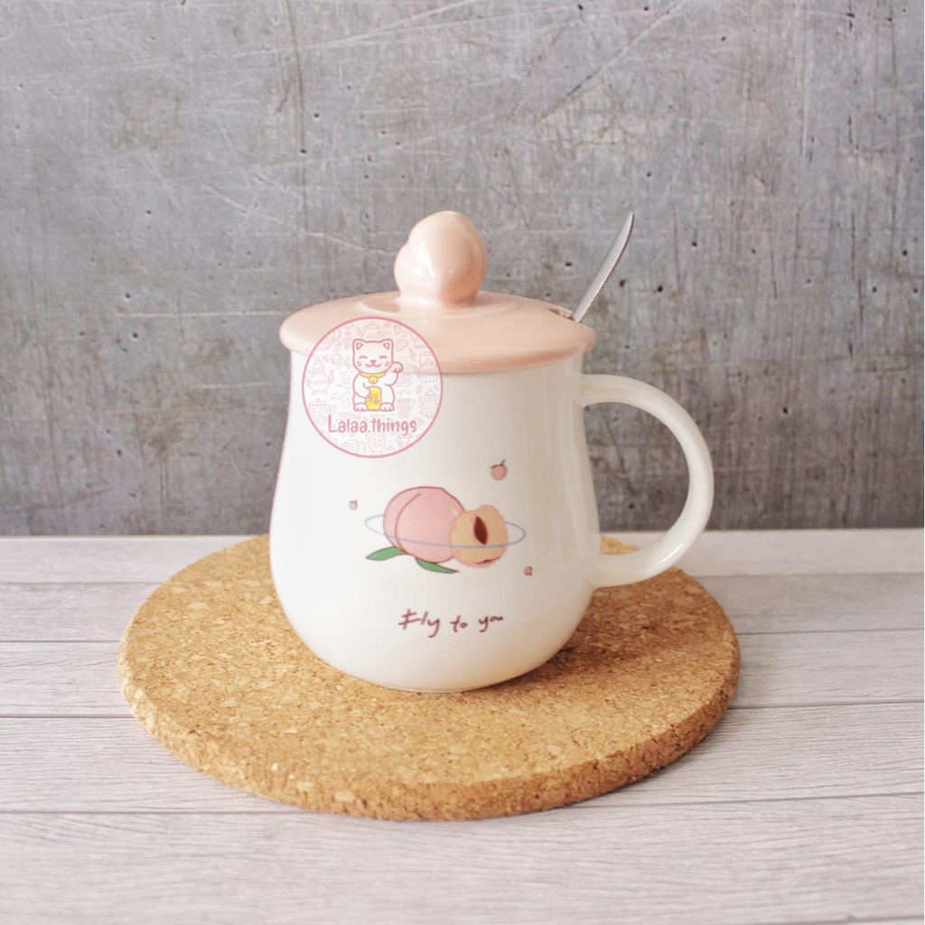 Cangkir Gelas Lucu Serial Peach | Gelas Porcelain | Gelas Unik | Gelas Lucu | Gelas Import