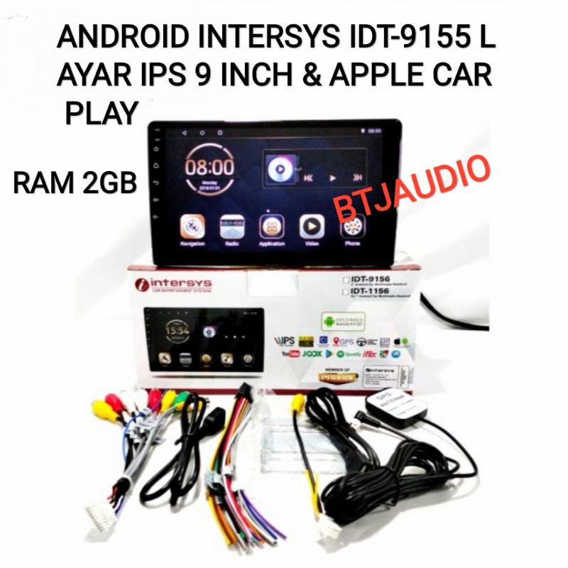 HEAD UNIT TAPE MOBIL ANDROID INTERSYS IDT-9155 APPLE CAR PLAY RAM 2GB LAYAR IPS 9 INCH ATAU 10 INCH