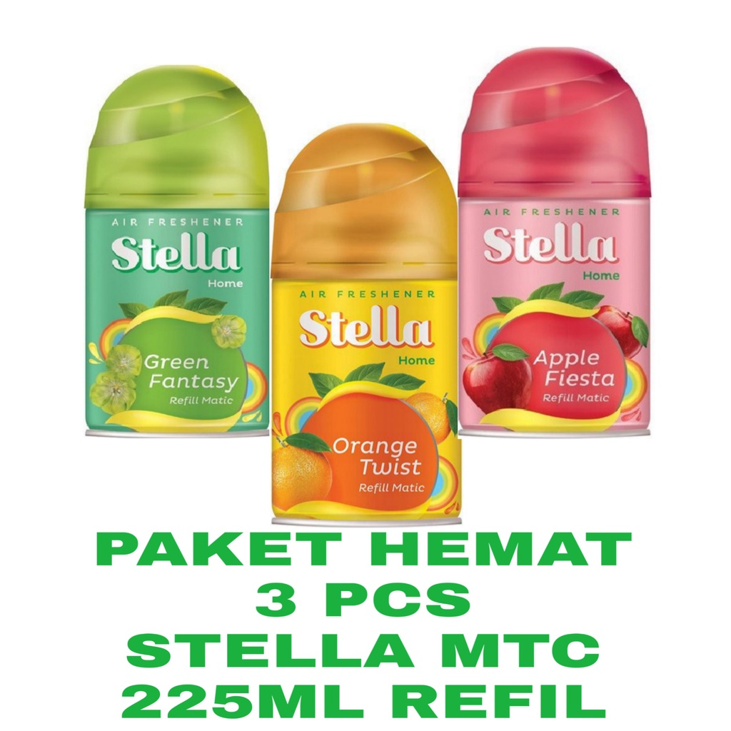 Paket Hemat Stella Matic Refill Pengharum Ruangan 225ML [ Isi 3 PCS]