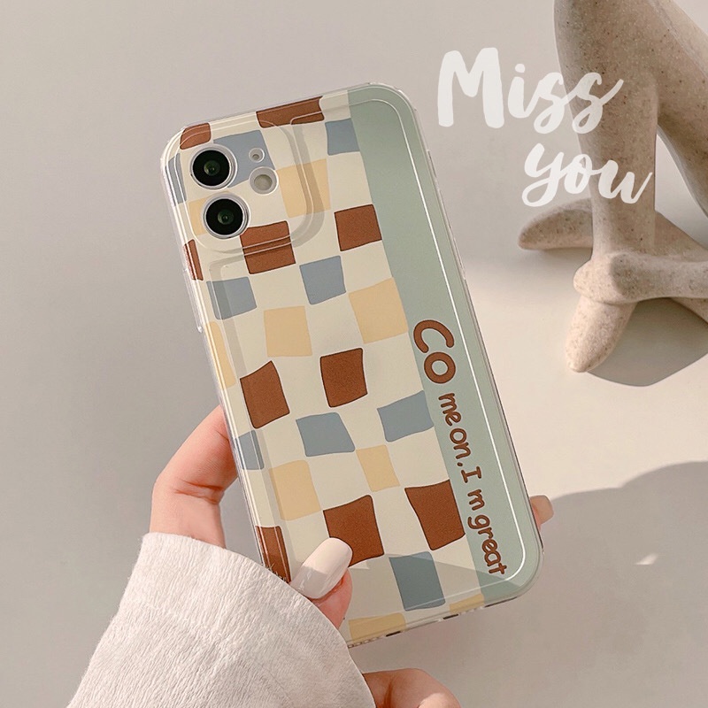 IPHONE Casing Handphone Motif Kotak-Kotak Vintage Untuk Iphone7 8 PLUS X XR XS 11 12 13 14 MINI PRO MAX SE 2020