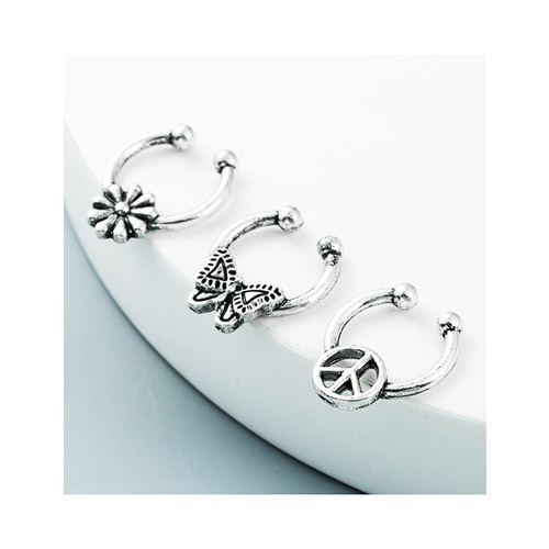 LRC Anting Set Fashion 3-piece Set Flower Butterfly 3-piece W74296