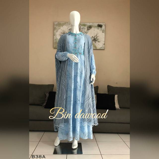 Gamis pesta kombinasi/gaun pesta muslim/dress brokat