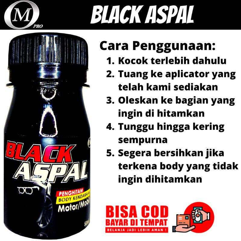 BLACK ASPAL Penghitam Dashboard Motor dan Mobil Permanen Back to Black