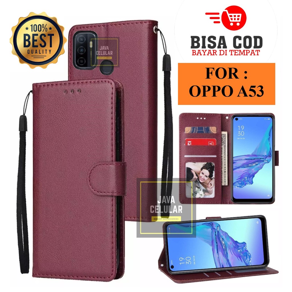 OPPO A53 Flip Wallet Case Kulit - Casing Flip Cover Case Wallet Leather Flip Case OPPO A53 Casing Hp