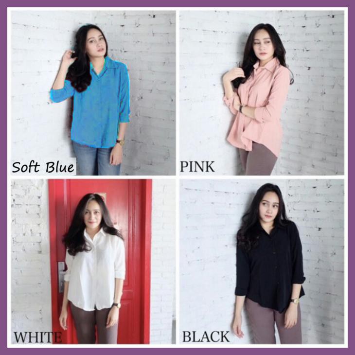 DELTA TOP | PAKAIAN WANITA | BAJU ATASAN |KEMEJA WANITA | KEMEJA PUTIH - PUTIH